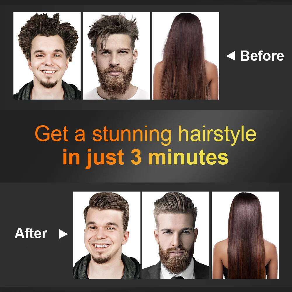 ANLAN Straightening Brush Hot Heated Men Beard Multifunctional Straightener Ceramic Comb Quick Hair Styler