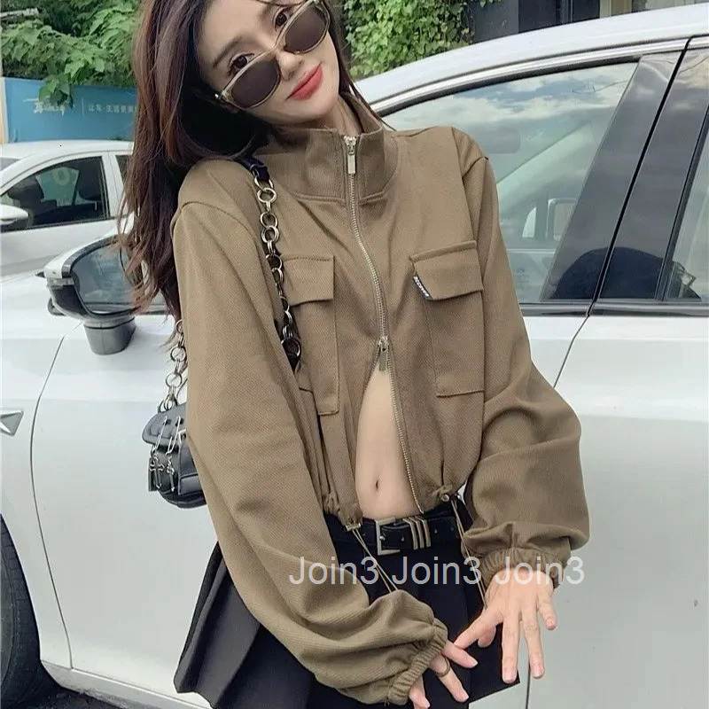 Solid Color Loose Zip-up Female Coat Luxury Korean Style Elegant 2025 Trend New in Outerwears Womens Jackets Casual Harajuku