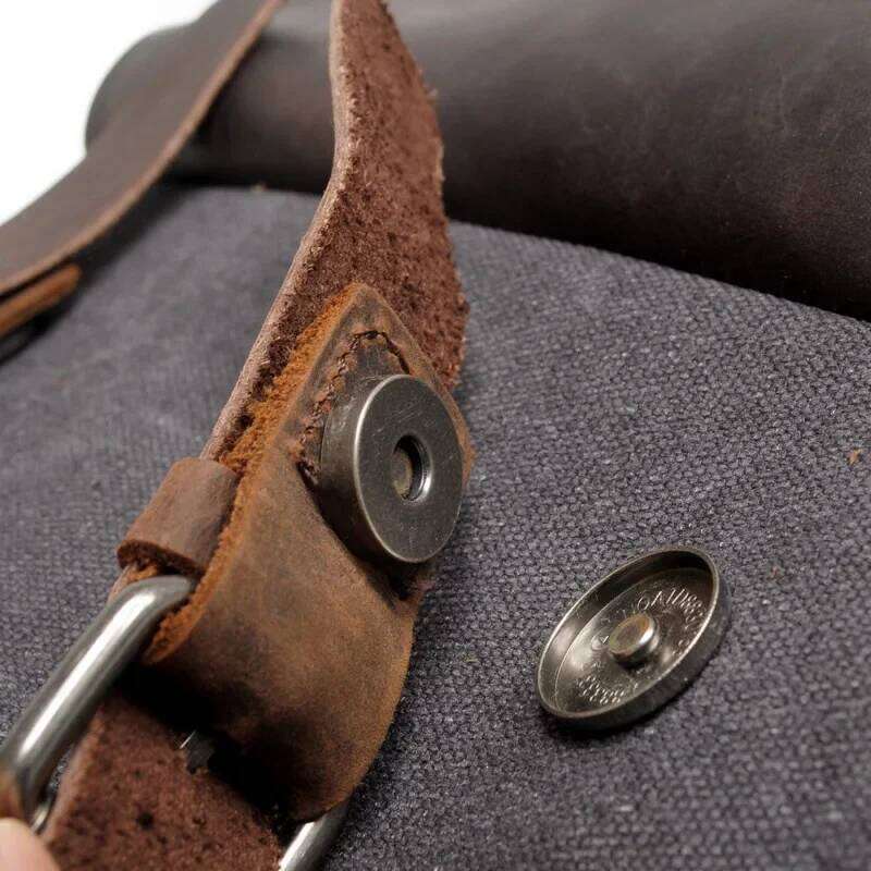 Vintagecanva Double Shoulder Unisex Preppy Style Pure Cotton Canva Horse Riding Cow Leather Book Bag Motorcycle Equi