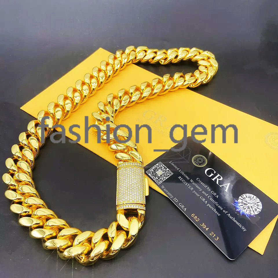 8mm 10mm 12mm 14mm Iced Out Diamond Moissanite Clasp Miami Cuban Necklace 18k Gold 925 silver 925 silver Gold Cuban Chain Necklace