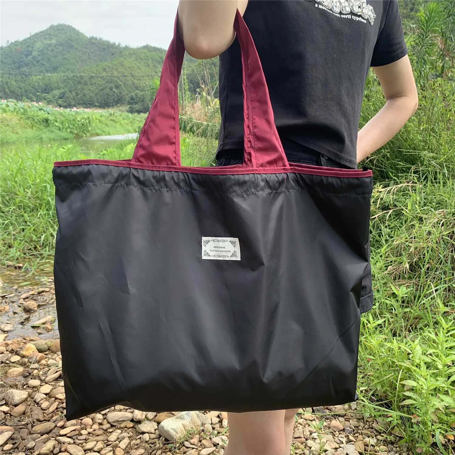 Wen Large Foldable Shopping Bag Fi Reusable Grocery Storage Bag Portable Shoder Handbag for Travel Pocket Tote Bags B250618