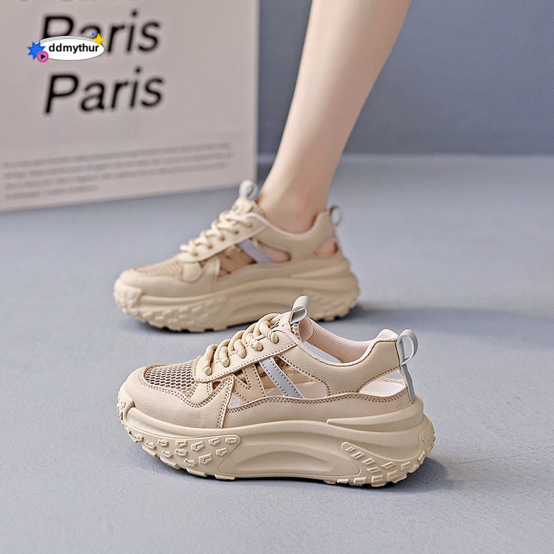 Women's with Cushioning Feel, Breathable Mesh Thin Sports Shoes for Pregnant Women, Summer Hollow White Sneakers KT2669 ddmythur