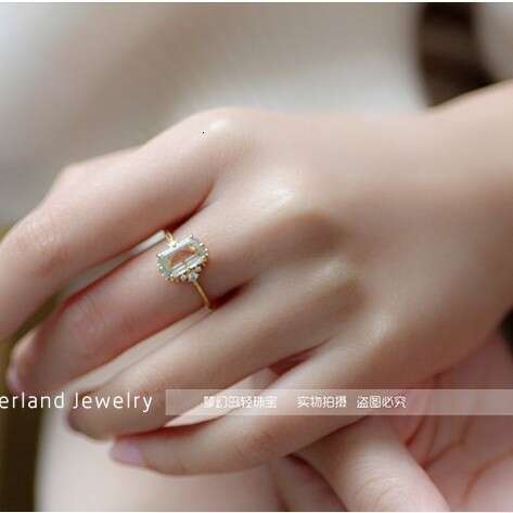 New High Imitation Natural Green Amethyst Antique Style Light Luxury High-end Ring Jewelry
