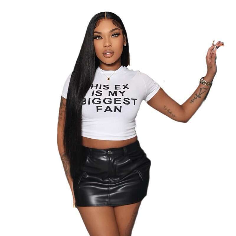 New Women's Fashion Sexy Hot Girl Letter Print T-Shirt Short Sleeve Women B5