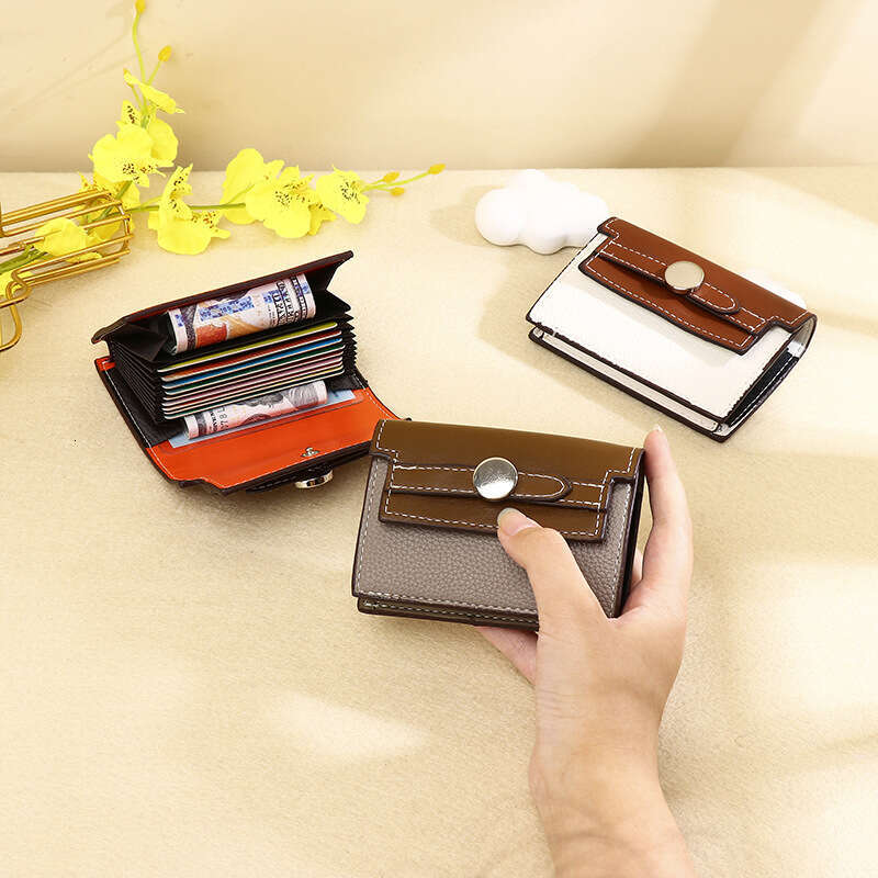 Trendy INS for Women High-End Feel Women's Wallet Multi-Card Slot Accordion ID Card Holder Storage Coin Purse