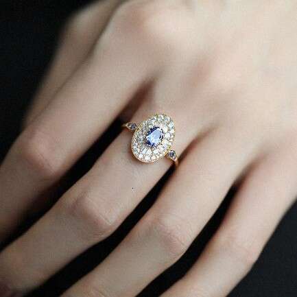 Velvet Waves II" Personality High-end Zurich Blue Full Zircon High Appearance Ring