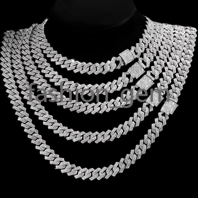 Master Rocks 925 Sterling Silver 18mm Iced Out Necklace VVS Moissanite Cuban Link Chain