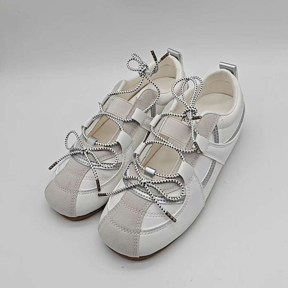 Women'S 2025 New Arrival Ballet-Inspired Low-Top Sneakers - Comfortable Lace-Up with Toe, PU Cover Upper & Rubber Sole, Summer Versatile Shoes fo