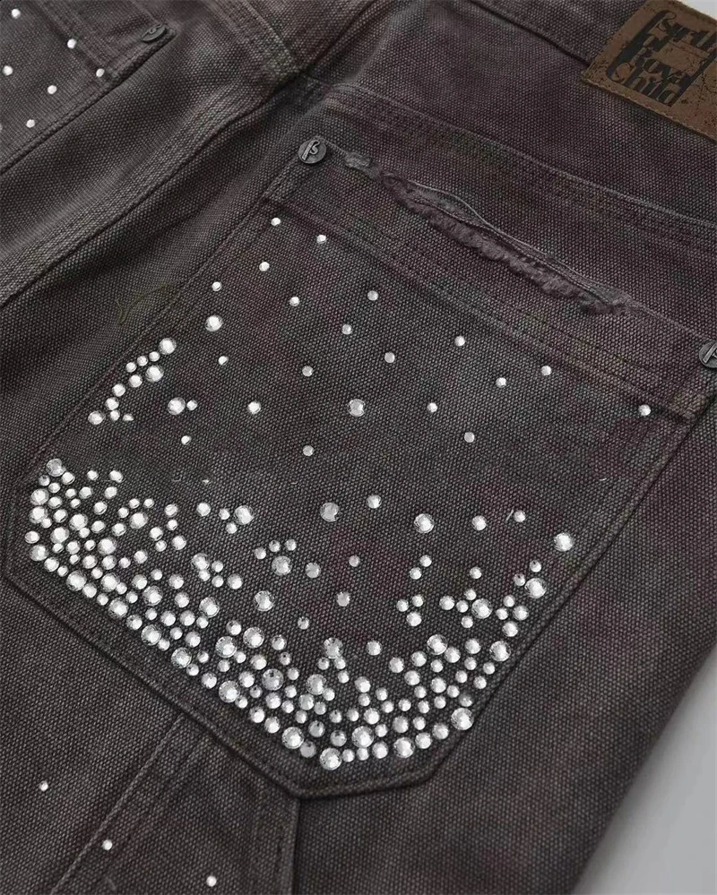American Shorts Y2K Jeans Men Women Hip Hop Graphics Retro Rhinestones Sequins Baggy Denim Gym Shorts Fashion Casual Shorts 250617