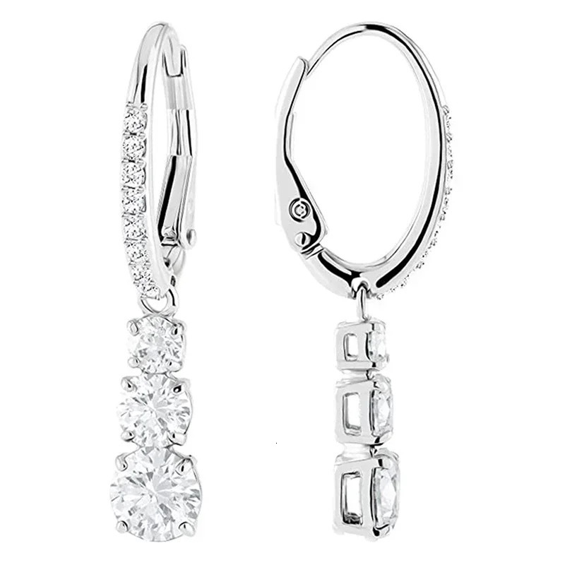 CAOSHI Shiny Round Zirconia Pendant Earrings Lady Dainty Daily Accessories Fashion Graceful Silver Color Jewelry for Engagement 250617