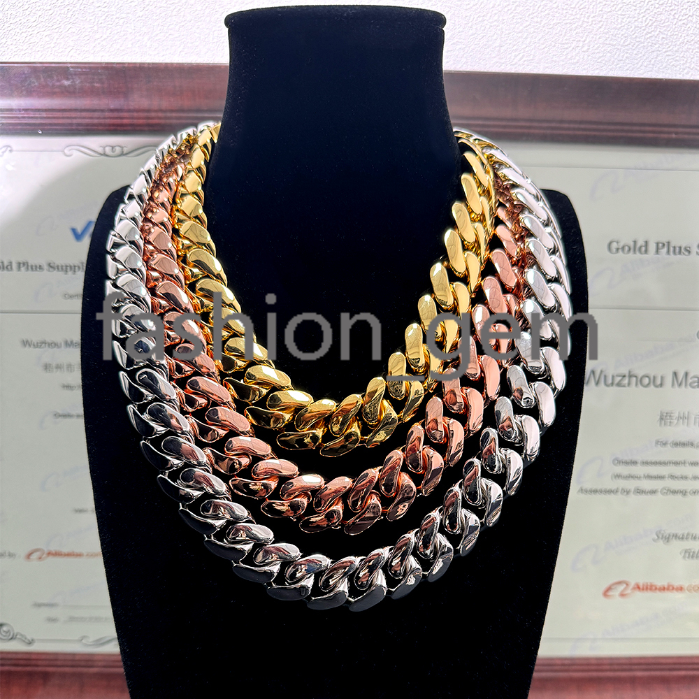 Factory 18k Gold Rhodium Plated Cuban Chain 20mm Big Guy Chunky Fashion Jewelry Plain Cuban Link Chain-for Gifts