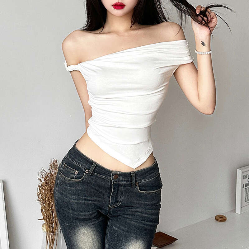 Summer New Women's Street Fashion Sexy Off-Shoulder Crop Top T-Shirt B5