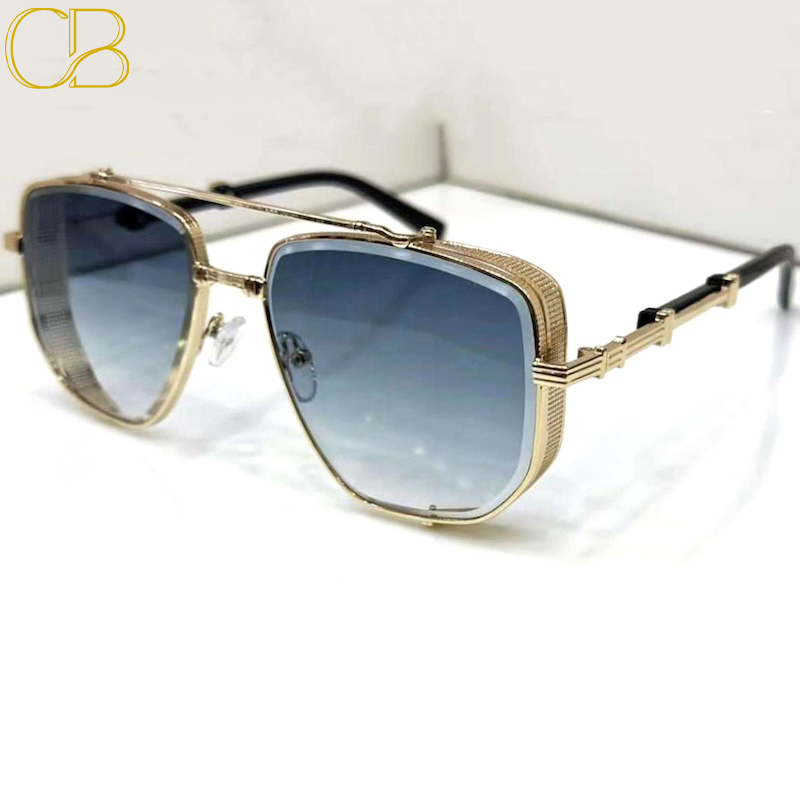 CB Oversized Steampunk Sunglasses Men Gothic Glasses Pilot Luxury Brand Designer Golden Retro Large Vintage Y2K Futuristic Cool Personalized Big Square S316