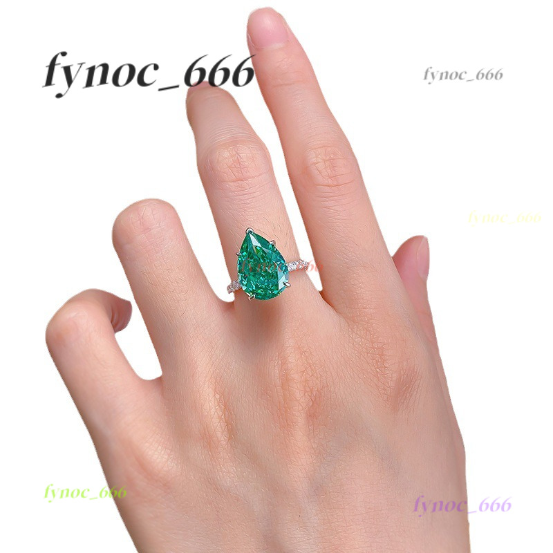 Pass Diamond Tester Green Pear Cut Moissanite Pave Engagement Ring Hot Selling 925 Silver Vvs Diamond Ring Women Jewelry