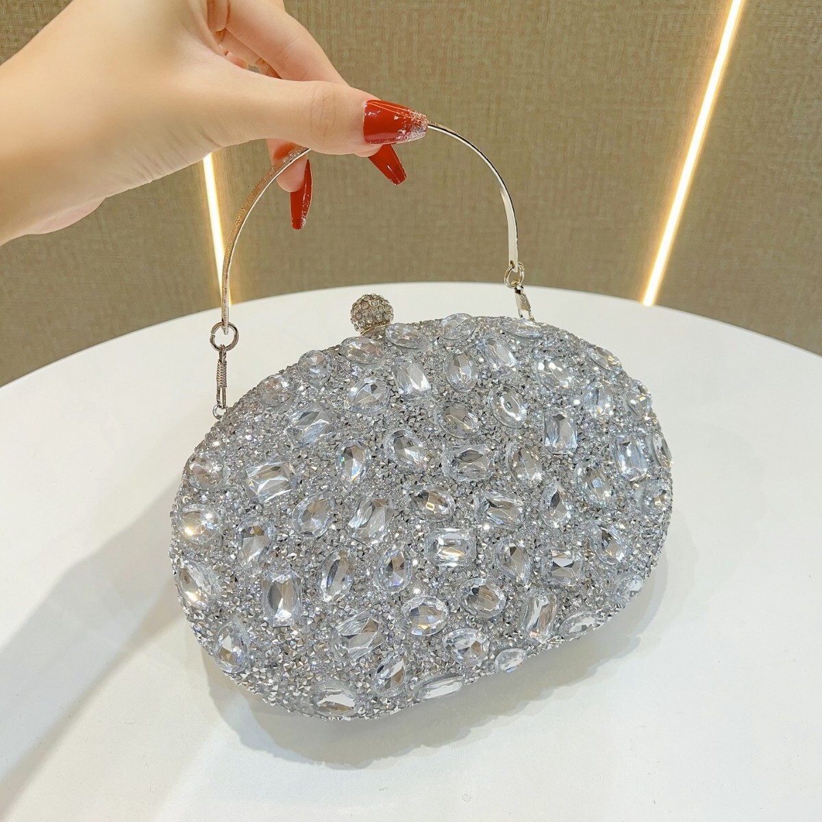 Free Shipping Designer's New Diamond Inlaid Evening Bag, Fashionable Banquet Women's Wallet, Luxury Bag, Handbag, Dress, Small Bag, All Diam