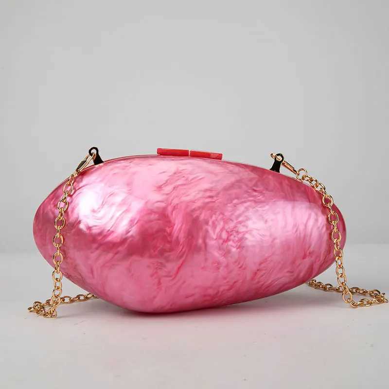 Pearl Acrylic Evening Bags Designer Clutch Purse Mini Womens Wallet Shell Chain Shoulder Crossbody Wedding Party Handbag Z250618