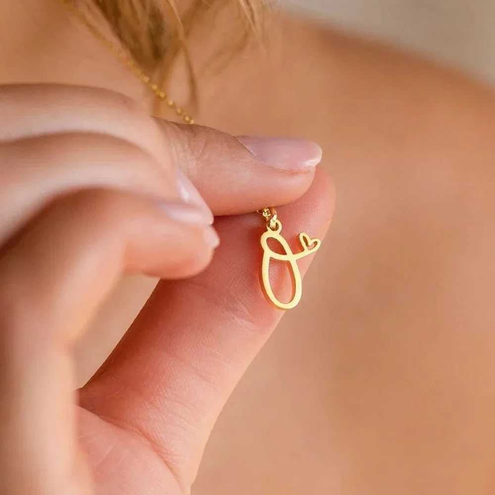 Delicate necklace for women stainless steel DIY 26 initial heart irregular charm pendant name custom chain birthday gift W250618
