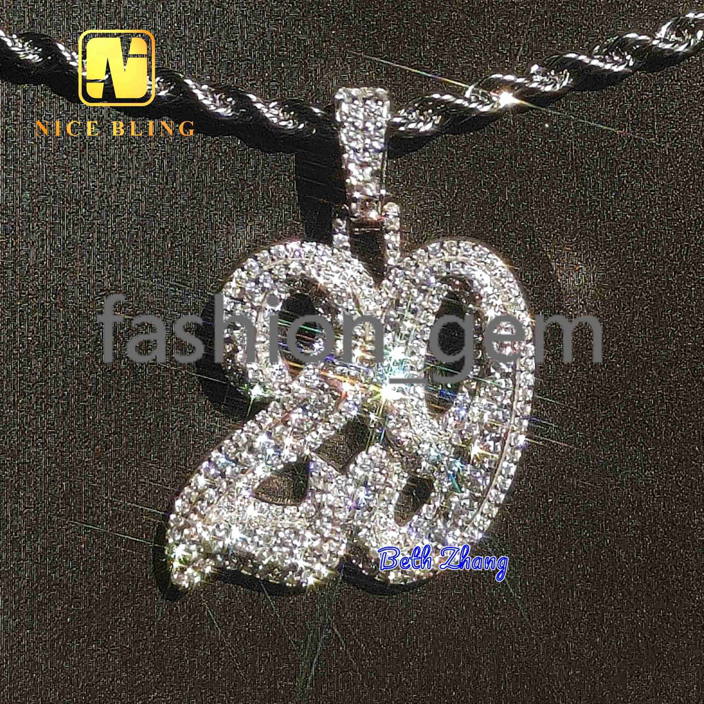 Customized Initial Letter Pendant 925 Silver Charms Hip Hop Moissanite Diamond Jewelry Iced Out Name Charm