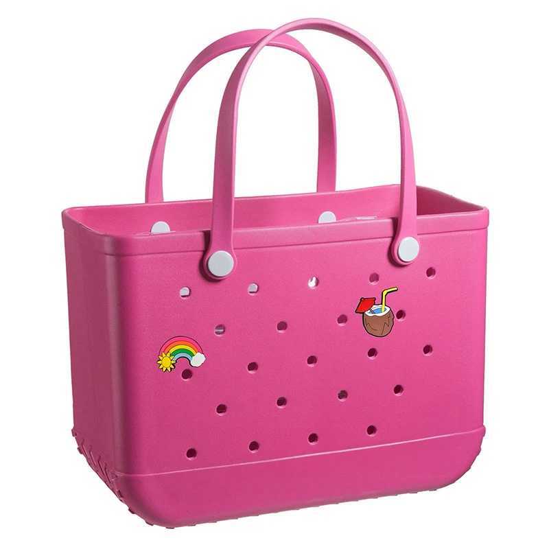 Fi Large Beach Bags EVA Rubber Waterproof Storage Baskets Travel Shopping Handbag Wen Shoder Solid Color Jelly Bag B250618