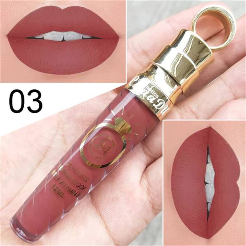 20 Colors Lipstick Waterproof Long Lasting Matte+Shimmer Mental Nude Glitter Gloss Beauty Red Lip Tint New happy