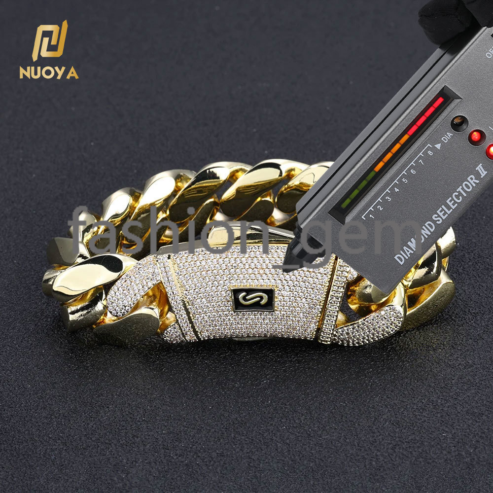 Luxury Monaco Style Cuban Link Chain 925 Silver Smooth Cuban Bracelet Iced Out VVS Moissanite Cuban Bracelet Fine Jewelry