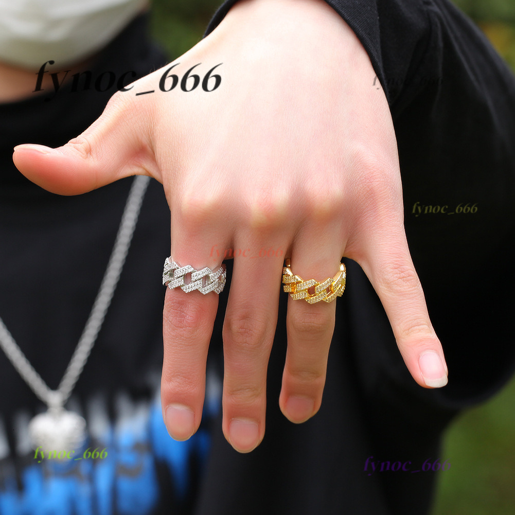 Wholesale Vvs Lab Grown Diamond Cuban Link Ring Hip Hop Style Iced Out Round 925 Silver Lab Made Diamond Cuban Ring Men Women