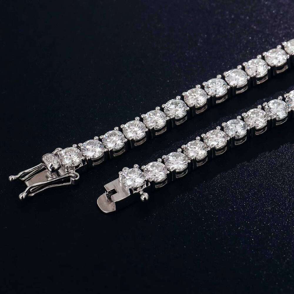 6 9inch Chain Sterling Sier Tennis Bracelet 4mm Silicon Pointed Setting Hip Hop Style for Men and Women