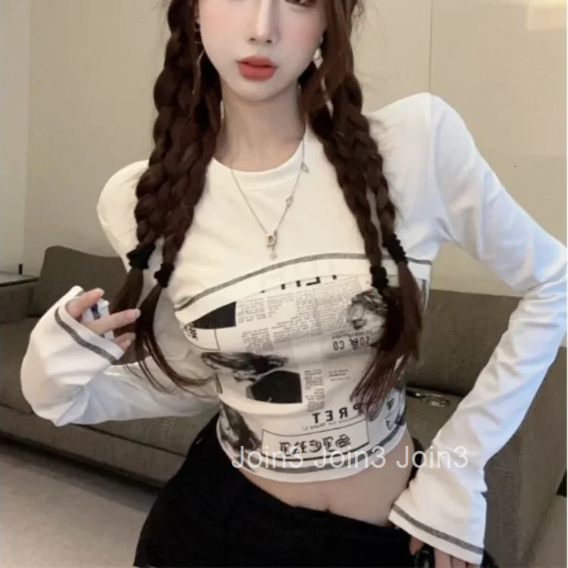 Slim Cotton Womens Long Sleeve T-shirt Crop Top Female Basic Korean Style Tee Y2k Fashion Korea Vintage 90s Reviews Clothes Yk2