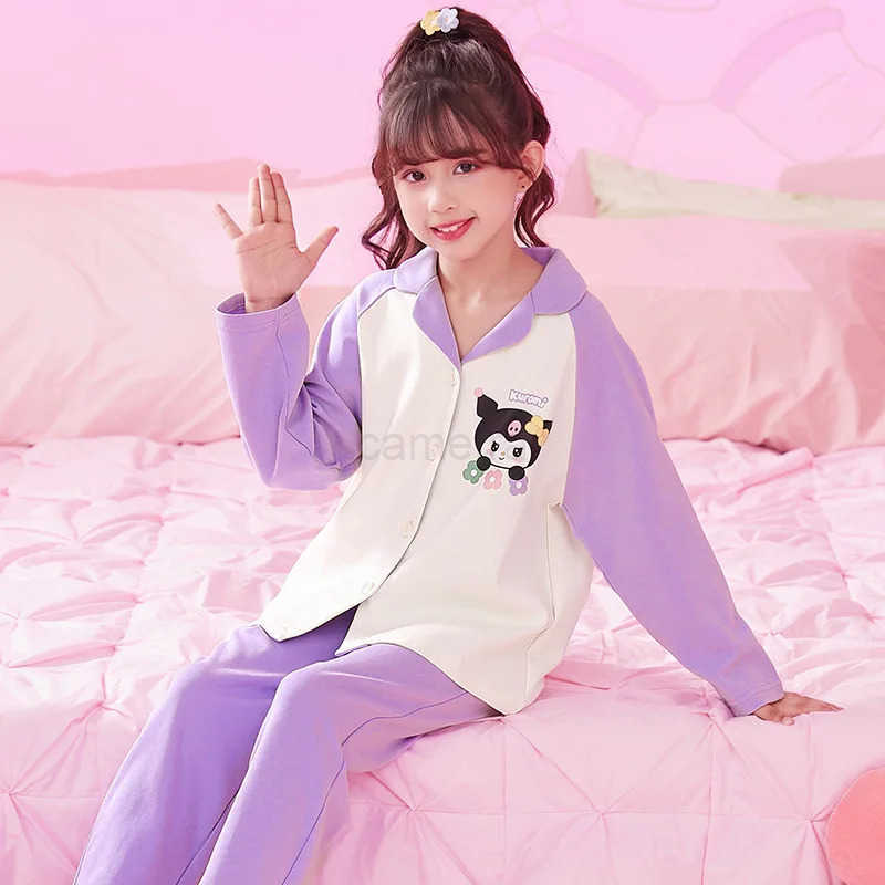 Sanrio Pochacco Sanrio Children Pajama Sets Kawaii Cartoon Print Kids Nightwear Set Comfortable Suitable Soft Indoor Clothes Autumn XJ250618XJ250618