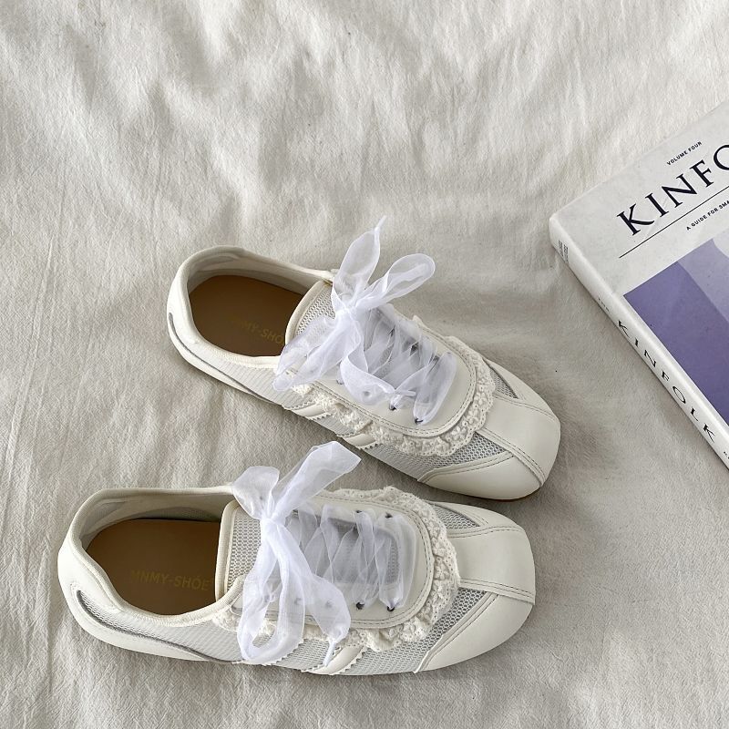 Mesh Comfortable Breathable Flat Casual Shoes 2025 Spring Summer New Ballet Style Sweet Niche Agan Sneakers for Women ddmythur
