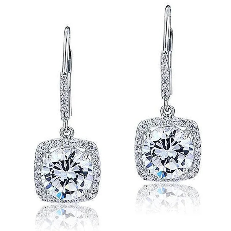 Huitan Fashion Bright CZ Drop Earrings Female Exquisite Ear Accessories Elegant Temperament Jewelry for Wedding 250617