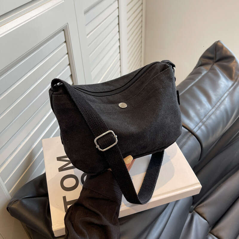 Minimalist Fashion Single Shoulder Small Cloth for Female College Students Shopping Casual Canvas Crossbody Bag
