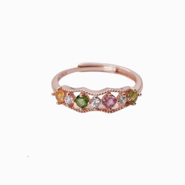 New High Imitation Tourmaline Open for Women, Light Luxury Niche High-end Sense Colorful Gemstone Ring, Fashionable and Unique Index Finger Ring