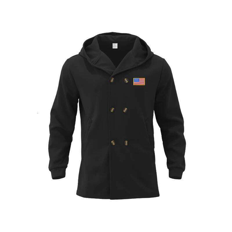 2024 Europe And The United States Autumn Men's Lapel Hat Retro Cotton Double Breasted Printed Casual Trench Coat