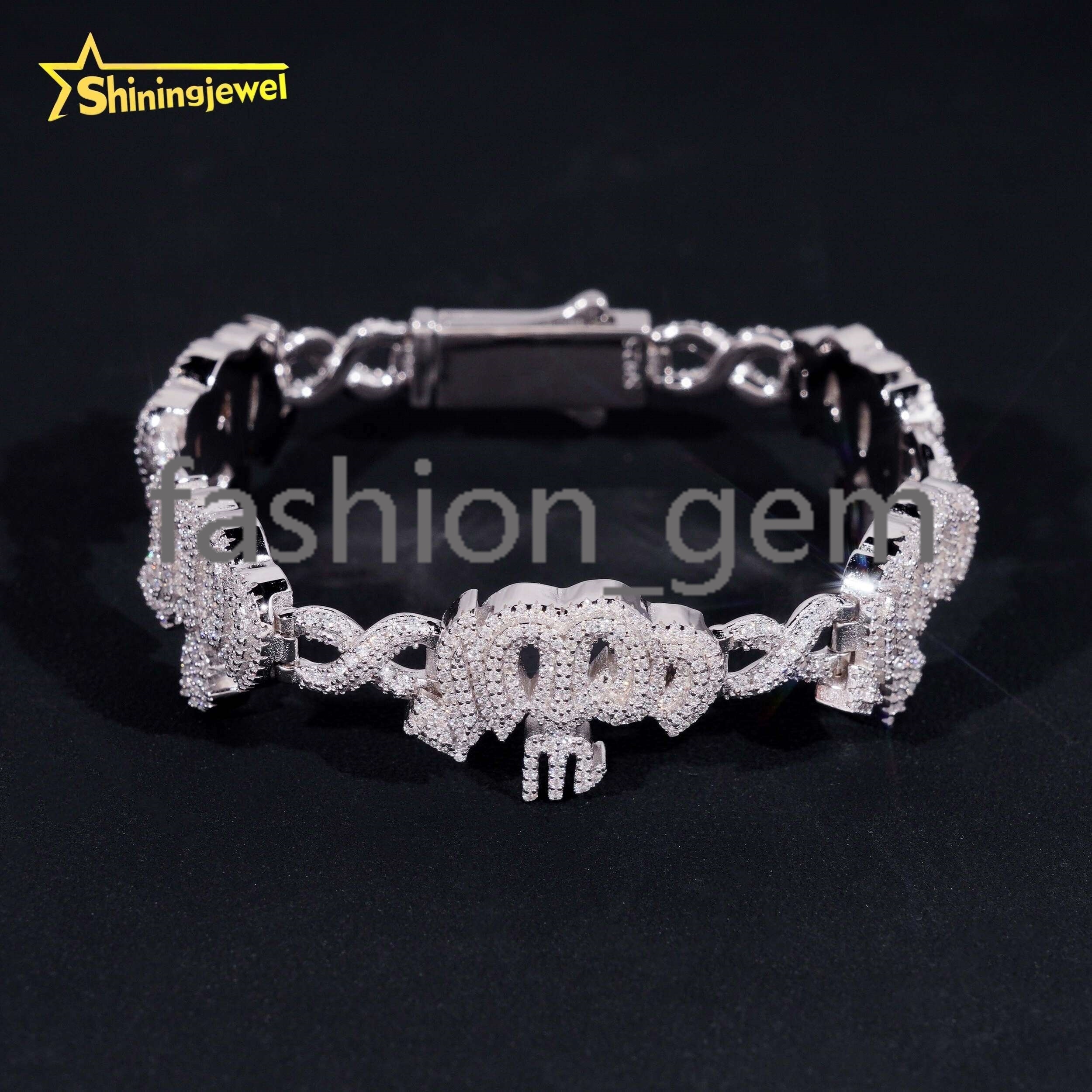 Fashion Fine Jewelry Sterling Silver 925 Vvs Moissanite Lab Diamond Hip Hop Iced Out Jewelry Cuban Link Chain Bracelet Men