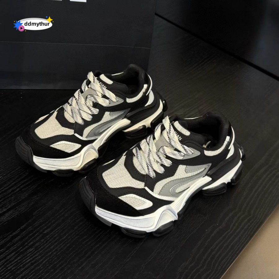 Platform Dad Shoes for Women 2024 Autumn New Korean Style Breathable Versatile Lightweight Non-Slip Casual Sneakers Trendy Student ddmythur