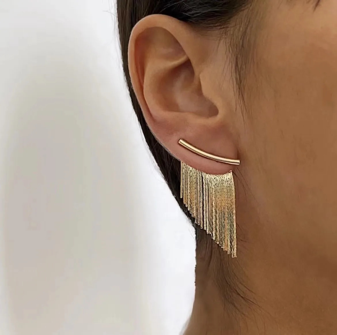 Fashion Dangle Earrings Long Bling Gold Color Tassel Earrings for Women Girls Wedding Daily Jewelry Gift 250617