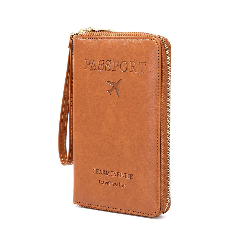 Free Shipping Luxury New RFID Passport Holder Ticket Organizer Document Bag Zipper Long Wallet Multifunctional Designer Travel Passport Bag Card Holde