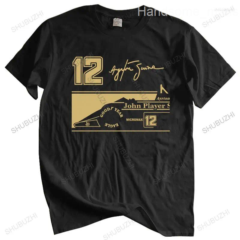 Mens T Shirts Cotton Tshirt Men Summer Tees Shirt Novelty O-Neck Tops Ayrton Senna Jps Tribute T-Shirt 12 Signature Funny Mens