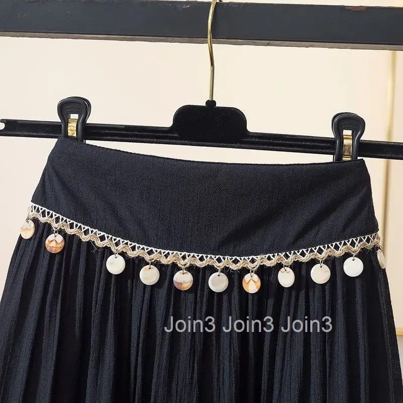 Midi Skirts for Women Fringe Boho Vintage Summer 2025 Korean Style Harajuku Casual A Line Cheap Aesthetic Fashion V Woman Skirt