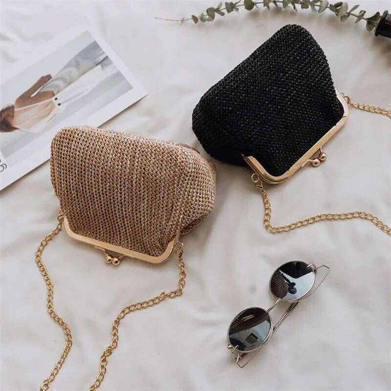 Small Crossbody Boho For Evening Clutch Bags Hasp Ladies Handbag Female Straw Beach Rattan Women Messenger Bag
