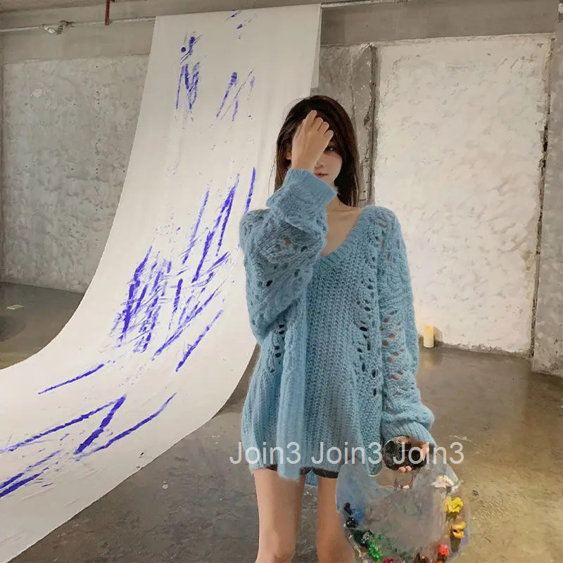 Knitted Top for Women Long See-through Ladies Sweaters Pullover Mesh Korean Luxury Autumn Winter 2025 Sleeve Cold Jersey Modern
