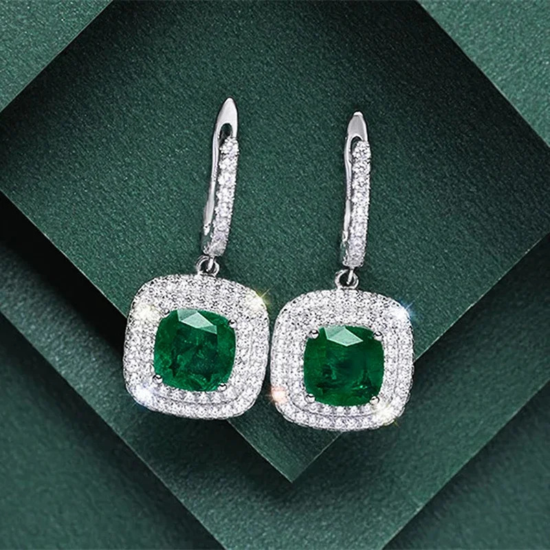 Huitan Elegant Drop Earrings for Women Brilliant Creative Green Cubic Zirconia Ear Accessories Modern Engagement Jewelry Gifts 250617