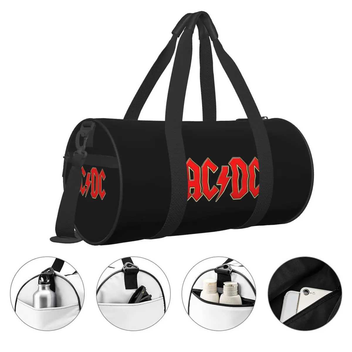 Ac Dc Rock Travel Bag Hip Hop Large Capacity Sport Bags Weekend Mens Design Gym Bag Swimming Colorful Fitness Bag W250618