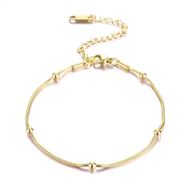 OIMG 316L Stainless Steel Small Beads Anklet for Women Girls Summer Beach Barefoot Sandals Ankle On The Leg Waterproof Bohemian 250606