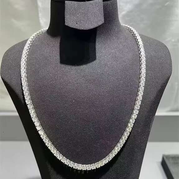 Hot Sale VVS Mossanite Jewelry Tennis Chain Silver 5mm 24 Inches Necklace Silver Plated Chain Diamond Tennis Chains