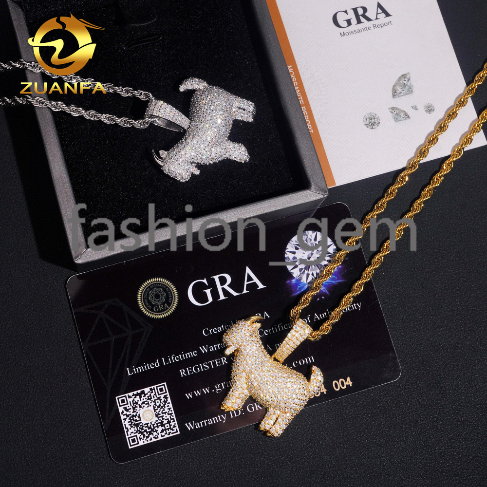 Pass Diamond Tester GRA Hip Hop Jewelry 925 Silver Iced Out Moissanite Custom Hip Hop Pendant