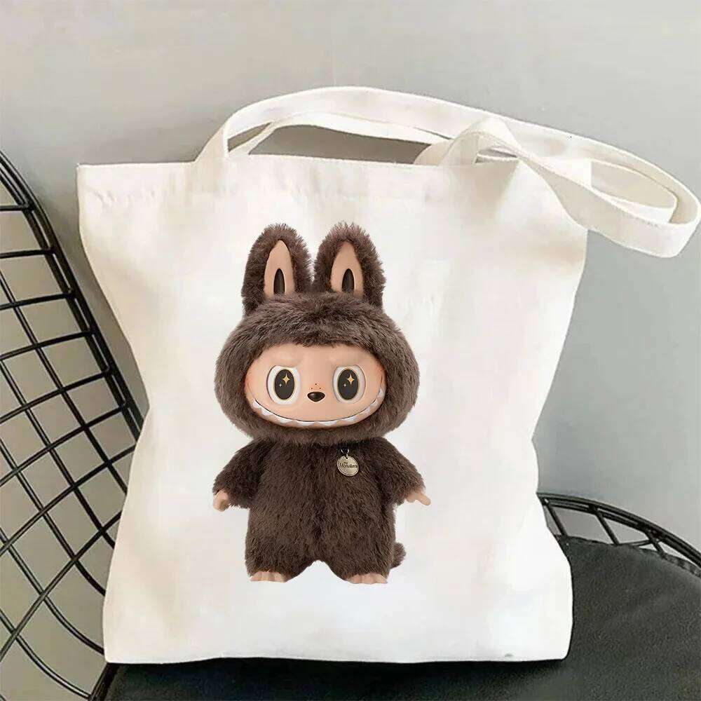 Shoulder Cartoon With Design Sense Leisure Shopping Labubu Handbag Canvas Bag