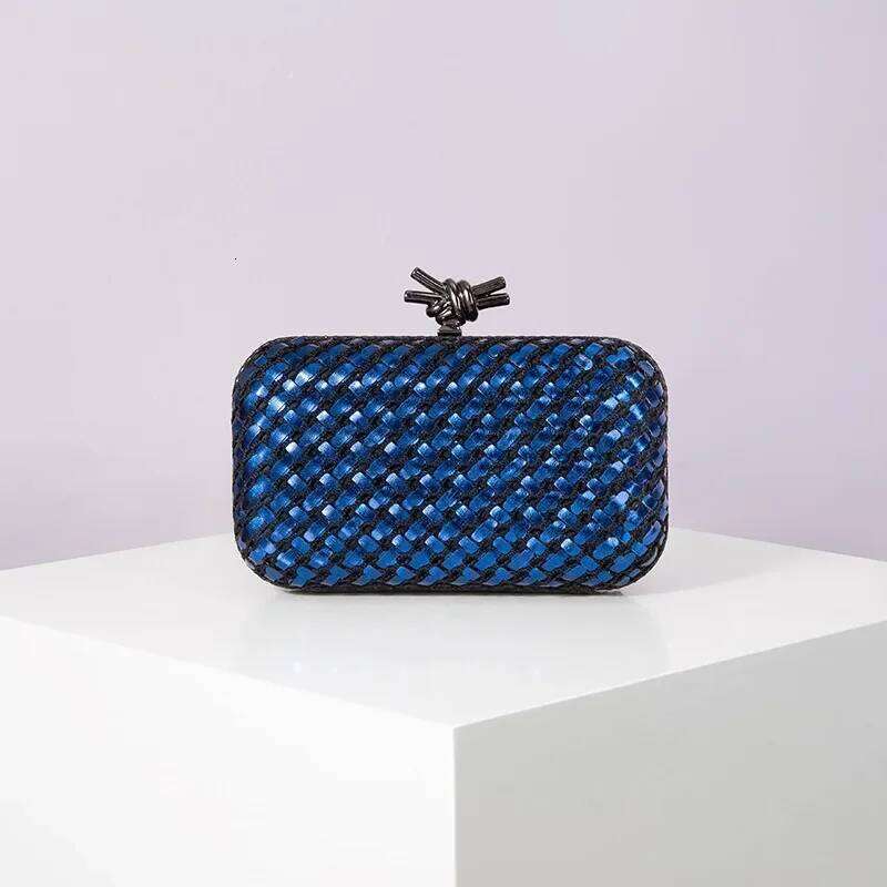 Woven Clutch Bag For Women Formal Party Contrast Color Microfiber Thread Braid Evening Bags Classic Chain Small Square Handbags