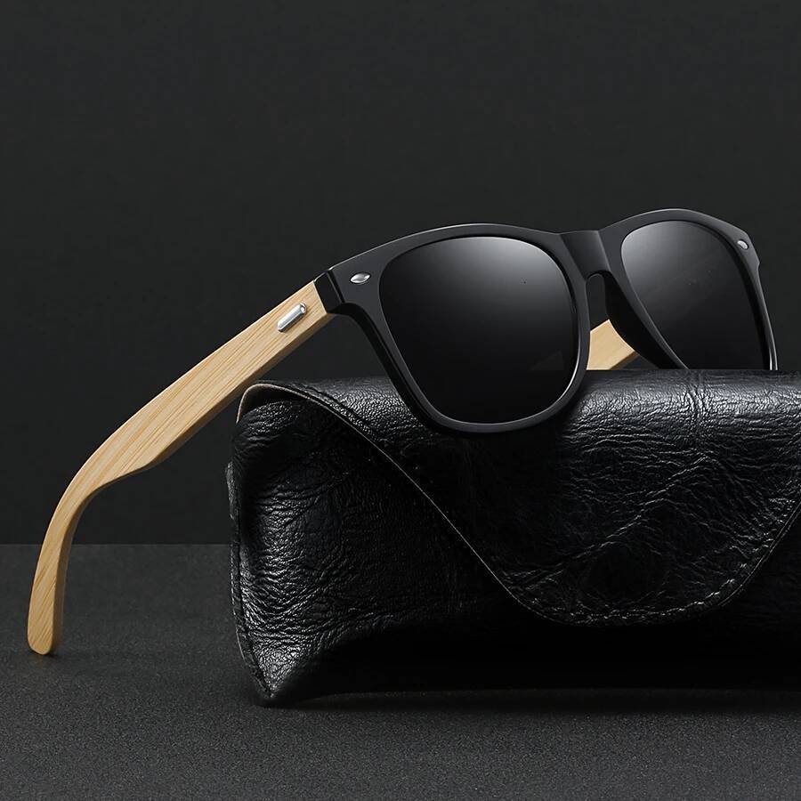 Fashion Bamboo Wood Vintage Square Sunglasses Men Women Brand Designer Sun Glasses Wooden Driving Fishing UV400 Eyewear
